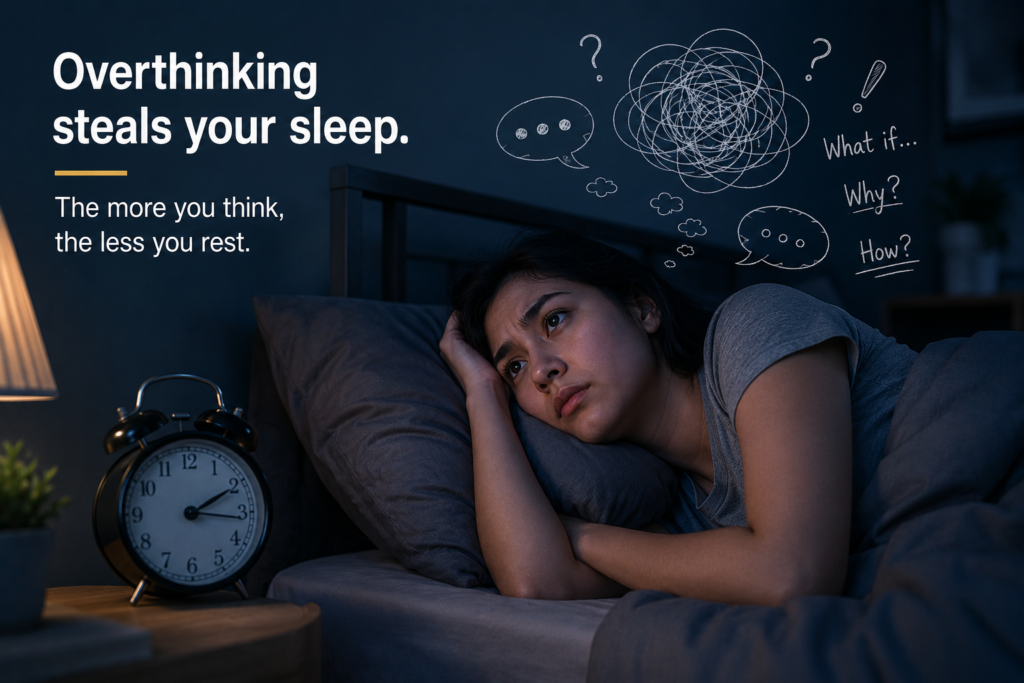 Overthinking causing stress and sleep problems at night