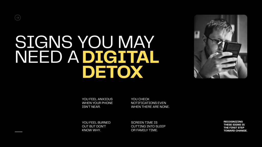"Comprehensive Digital Detox and Dopamine Detox presentation covering the impact of excessive screen time, phone addiction, digital overload, psychological effects of constant connectivity, benefits of unplugging, popular detox methods, useful productivity and mindfulness tools, real-life case studies, warning signs of technology dependence, and practical steps to build healthier digital habits, improve focus, reduce stress, enhance well-being, and create a balanced relationship with technology."