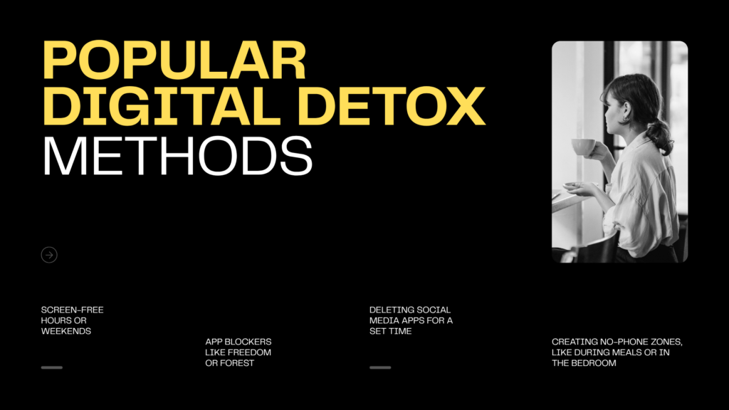 "Comprehensive Digital Detox and Dopamine Detox presentation covering the impact of excessive screen time, phone addiction, digital overload, psychological effects of constant connectivity, benefits of unplugging, popular detox methods, useful productivity and mindfulness tools, real-life case studies, warning signs of technology dependence, and practical steps to build healthier digital habits, improve focus, reduce stress, enhance well-being, and create a balanced relationship with technology."