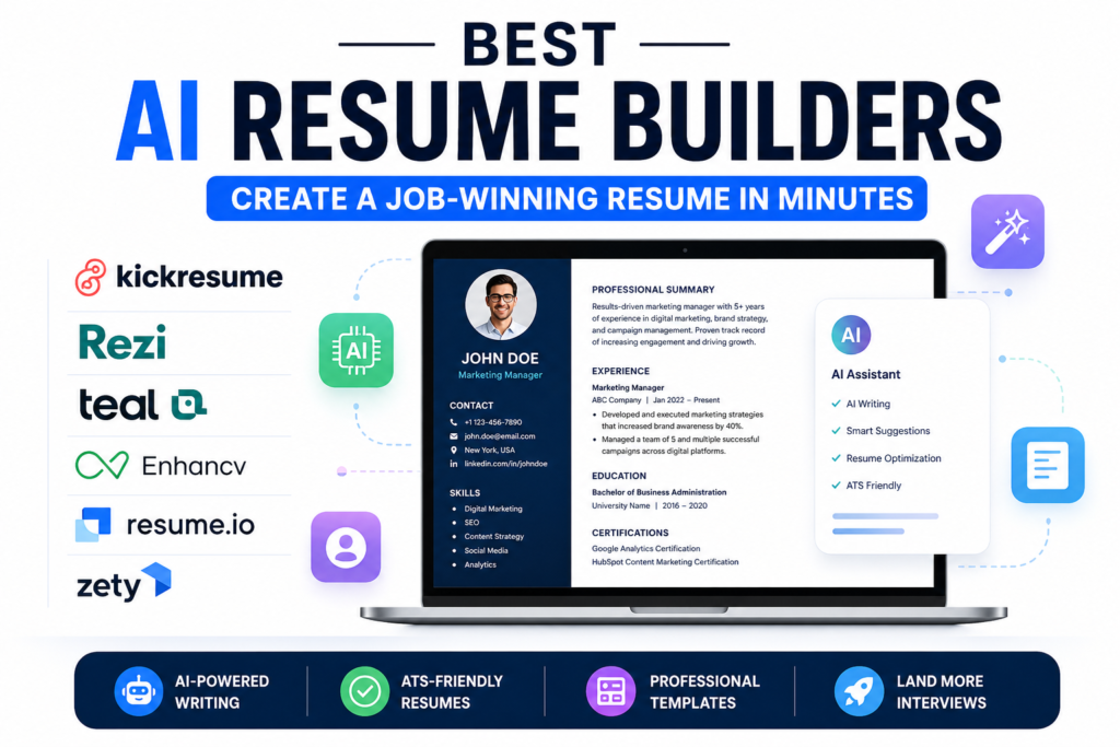 Comparison of the best AI resume builders for creating ATS-friendly resumes in 2026.